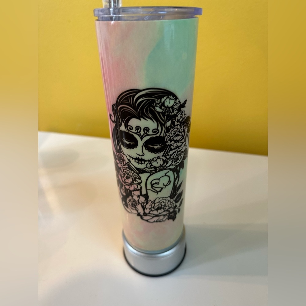 Handmade Brand New Tattoo Lady Tumbler Double Aluminum lid & aluminum straw